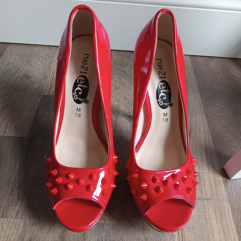 Rue21 Red Spiked Heels Excellent Condition